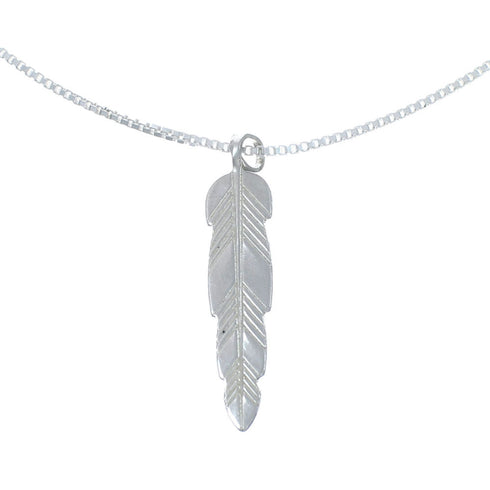Sterling Silver Feather Italian Snake Chain Necklace Set NX11891