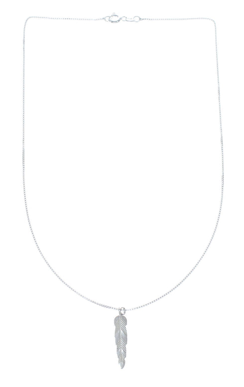 Sterling Silver Feather Italian Snake Chain Necklace Set NX11891