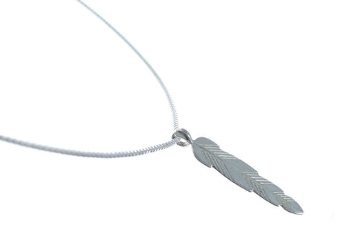 Sterling Silver Feather Italian Snake Chain Necklace Set NX11891