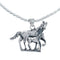 Sterling Silver Italian Rope Chain 18" Necklace Horse Pendant Set NX11883
