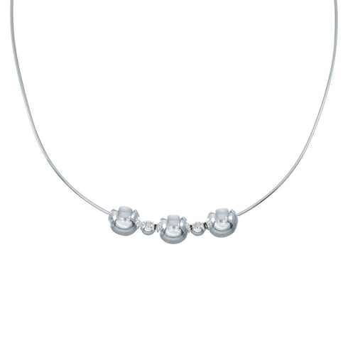 Sterling Silver Bead Wire Collar Necklace NX11892