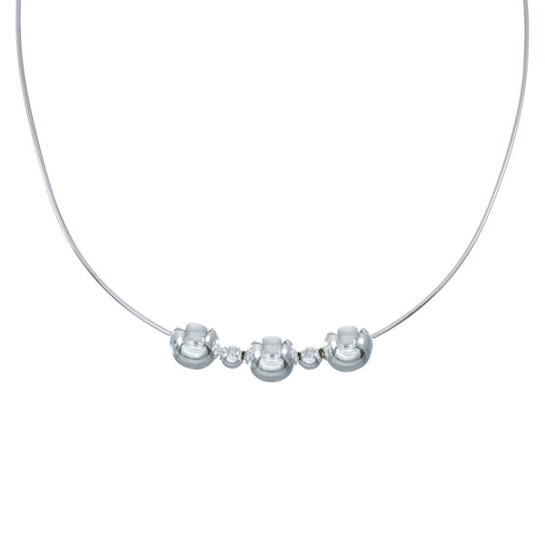 Sterling Silver Bead Wire Collar Necklace NX11892