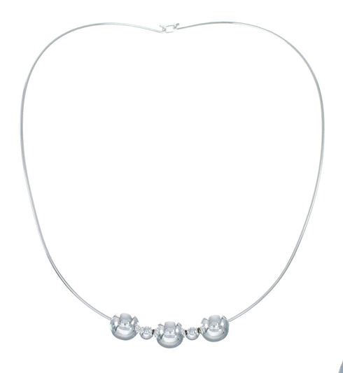 Sterling Silver Bead Wire Collar Necklace NX11892