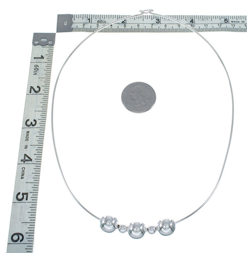 Sterling Silver Bead Wire Collar Necklace NX11892