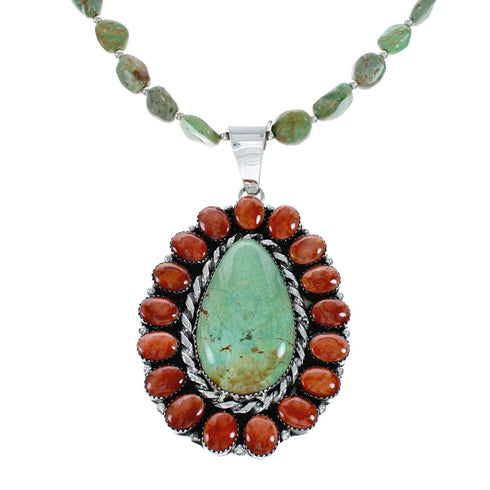 Native American Navajo Multicolor Sterling Silver Necklace NX11856