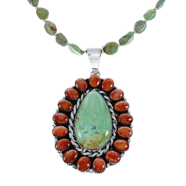 Native American Navajo Multicolor Sterling Silver Necklace NX11856