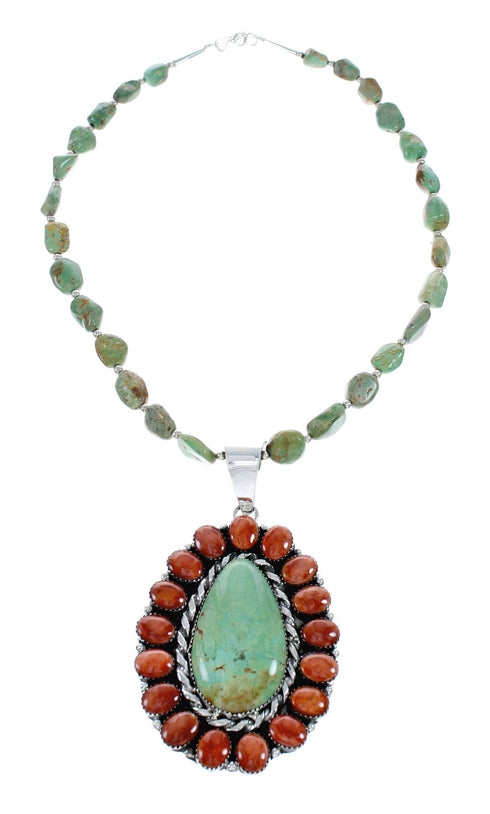 Native American Navajo Multicolor Sterling Silver Necklace NX11856