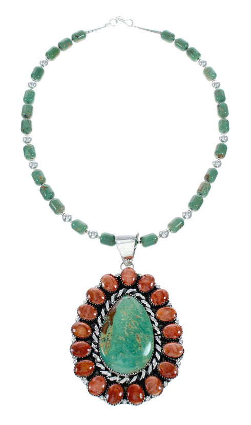 Native American Navajo Multicolor Sterling Silver Necklace NX11857