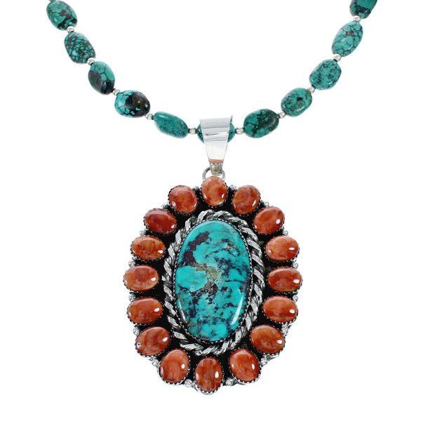 Authentic Native American Multicolor Sterling Silver Navajo Necklace NX11860