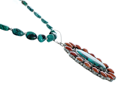 Authentic Native American Multicolor Sterling Silver Navajo Necklace NX11860