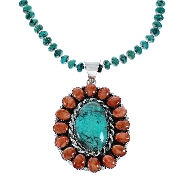 Native American Navajo Multicolor Sterling Silver Necklace NX11859