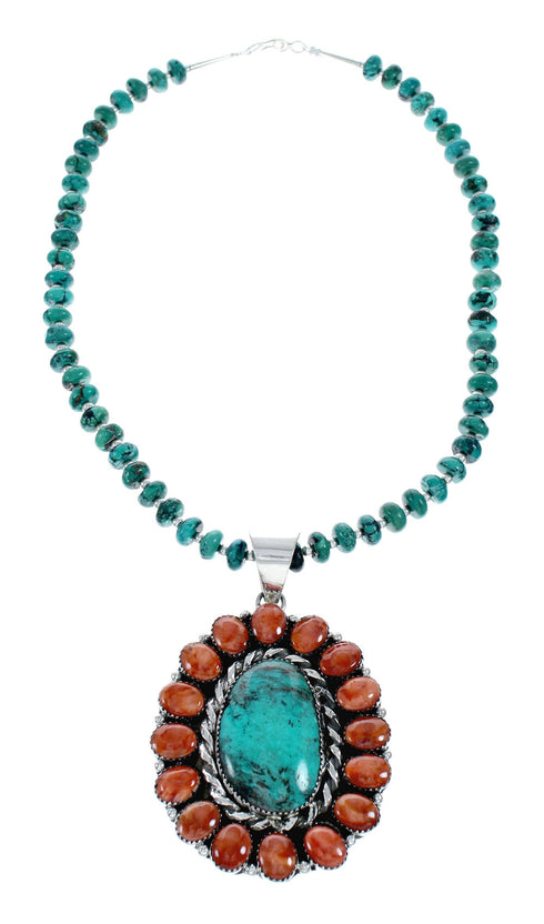 Native American Navajo Multicolor Sterling Silver Necklace NX11859