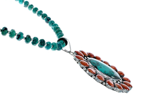 Native American Navajo Multicolor Sterling Silver Necklace NX11859