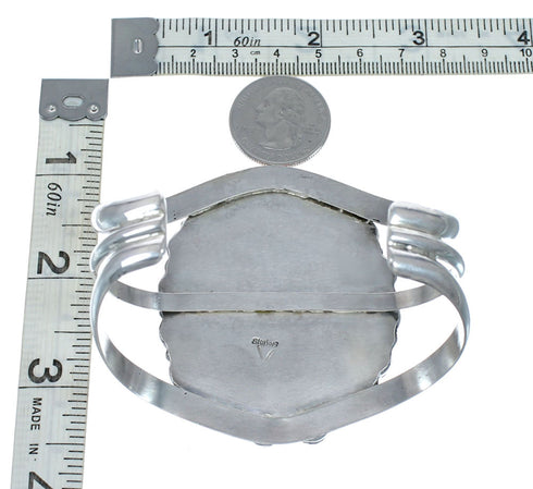 Native American Turquoise and Oyster Shell Multi-Stone Sterling Silver Cuff Bracelet NX11915