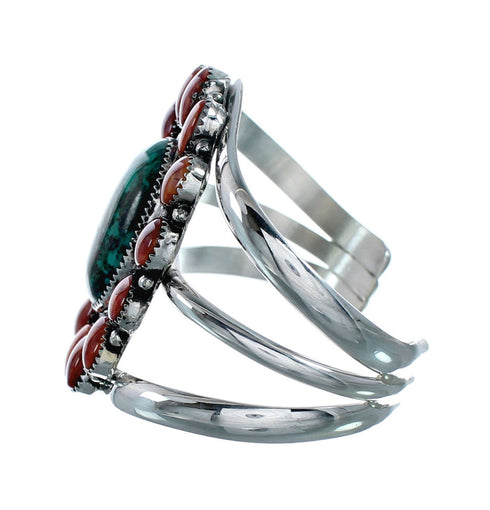 Navajo Turquoise and Oyster Shell Multi-Stone Sterling Silver Cuff Bracelet NX11916