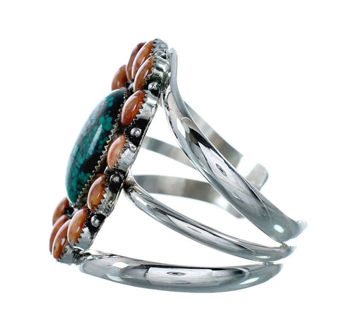 Navajo Turquoise and Oyster Shell Multi-Stone Sterling Silver Cuff Bracelet NX11917