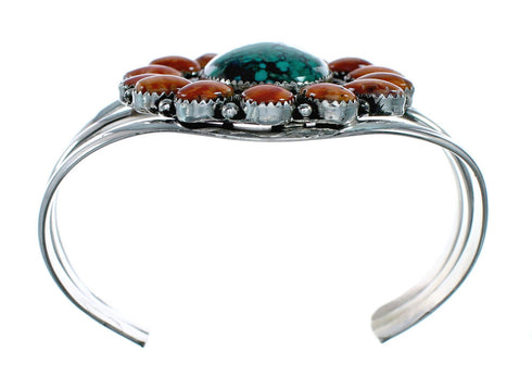 Navajo Turquoise and Oyster Shell Multi-Stone Sterling Silver Cuff Bracelet NX11917