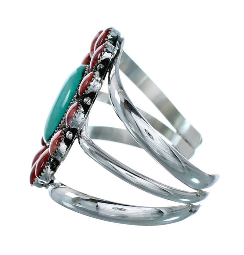 Genuine Navajo Turquoise and Oyster Shell Multi-Stone Sterling Silver Cuff Bracelet NX11919