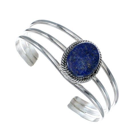 Genuine Navajo Native American Sterling Silver Lapis Cuff Bracelet NX11922