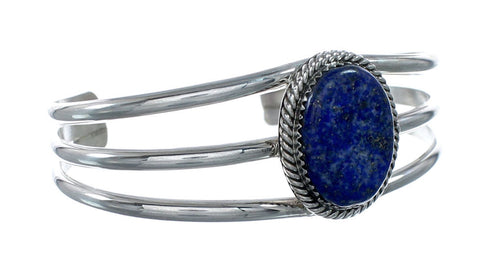 Genuine Navajo Native American Sterling Silver Lapis Cuff Bracelet NX11922