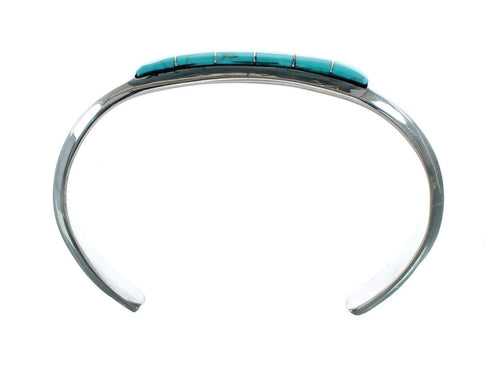 Native American Navajo Sterling Silver Turquoise Inlay Cuff Bracelet JX123926