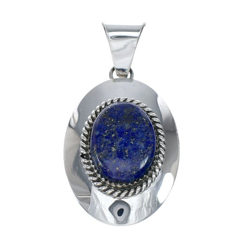 Native American Navajo Lapis Sterling Silver Oval Pendant NX11923