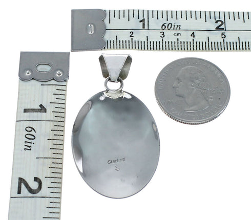 Native American Navajo Lapis Sterling Silver Oval Pendant NX11923