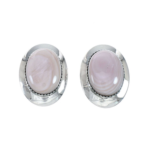Navajo Pink Shell Sterling Silver Post Earrings NX11927
