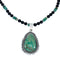 Genuine Turquoise And Onyx Sterling Silver Navajo Bead Necklace Set NX11895