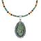 Navajo Turquoise Tiger Eye Sterling Silver Bead Necklace And Pendant Set NX11897