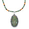 Authentic Navajo Turquoise Tiger Eye Sterling Silver Bead Necklace And Pendant Set NX11899