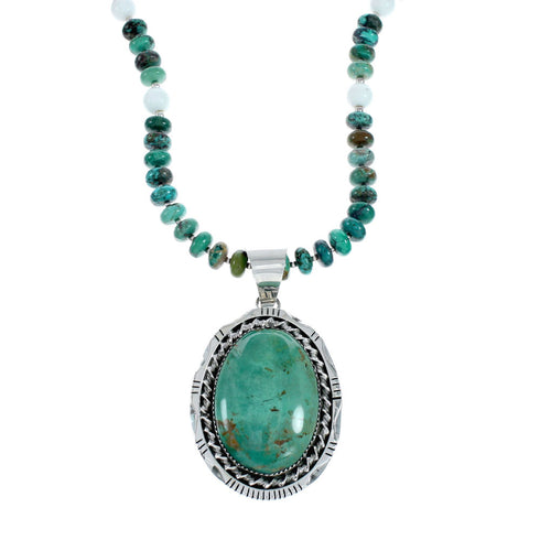 Genuine Turquoise And Howlite Sterling Silver Navajo Bead Necklace Set NX11901