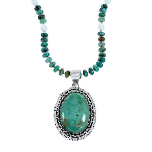 Genuine Turquoise And Howlite Sterling Silver Navajo Bead Necklace Set NX11901