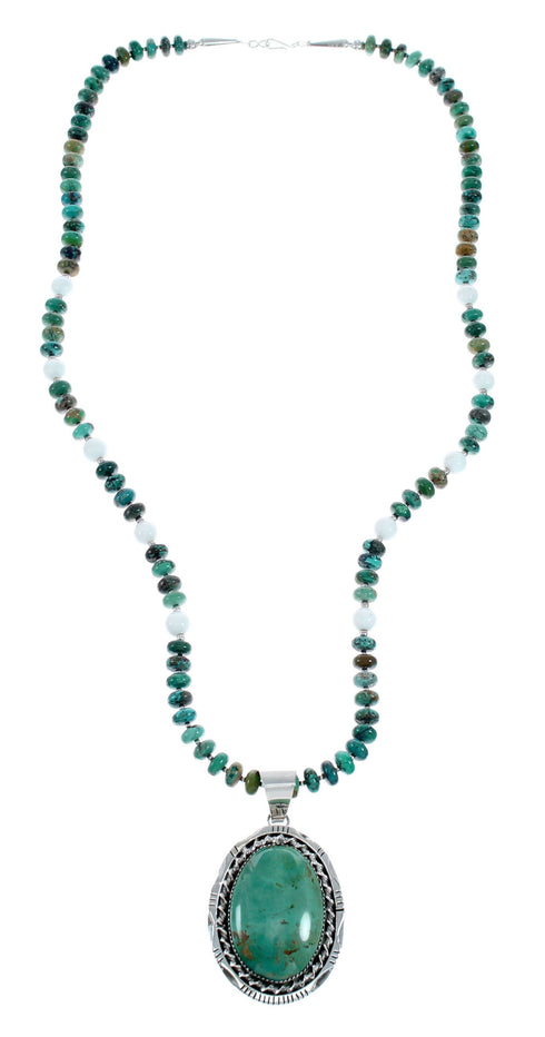 Genuine Turquoise And Howlite Sterling Silver Navajo Bead Necklace Set NX11901