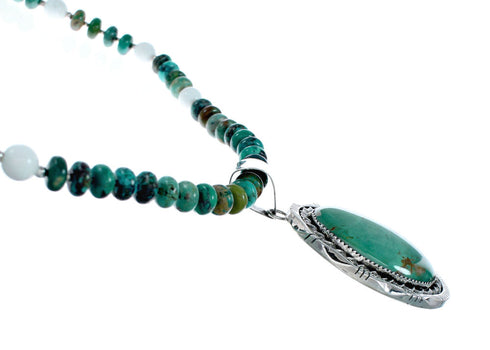 Genuine Turquoise And Howlite Sterling Silver Navajo Bead Necklace Set NX11901