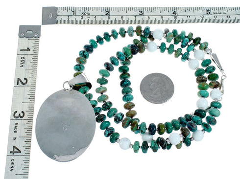 Genuine Turquoise And Howlite Sterling Silver Navajo Bead Necklace Set NX11901