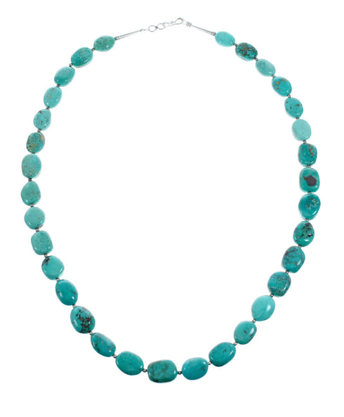 Native American Turquoise Oyster Shell Sterling Silver Navajo Necklace NX11949