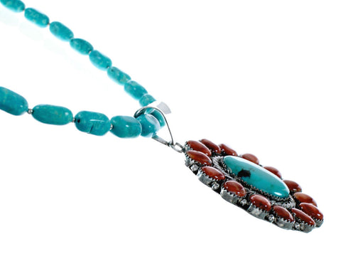 Navajo Turquoise Oyster Shell Sterling Silver Necklace NX11950