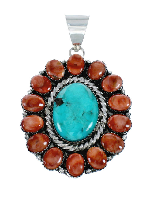 Navajo Turquoise Oyster Shell Sterling Silver Necklace NX11950