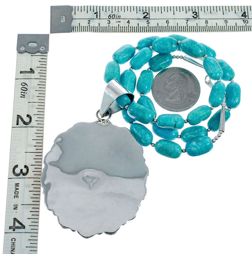 Navajo Turquoise Oyster Shell Sterling Silver Necklace NX11950