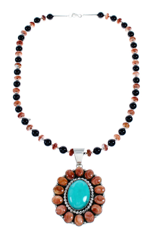 Genuine Multicolor Sterling Silver Navajo Bead Necklace NX11952