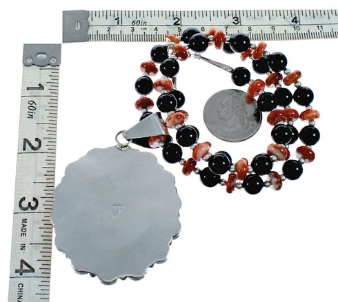 Genuine Multicolor Sterling Silver Navajo Bead Necklace NX11952