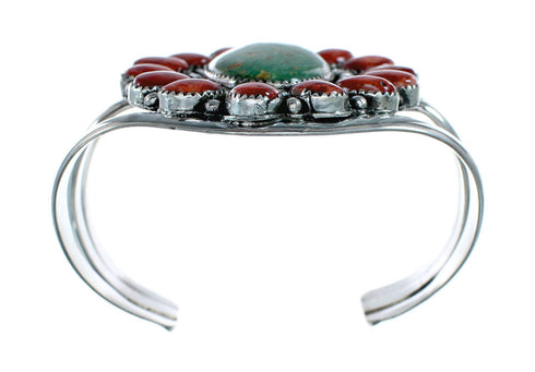 Genuine Navajo Turquoise and Oyster Shell Sterling Silver Cuff Bracelet NX11954