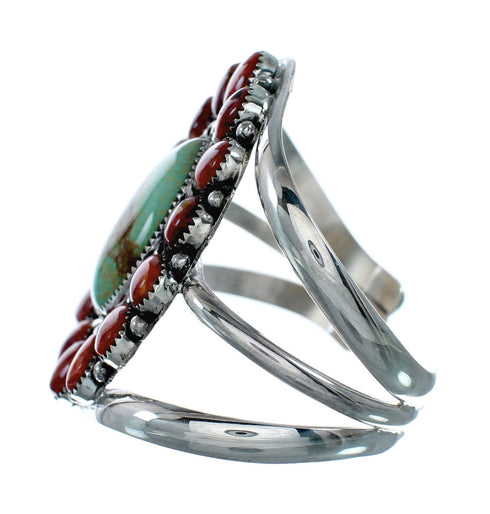 Genuine Navajo Turquoise and Oyster Shell Sterling Silver Cuff Bracelet NX11955