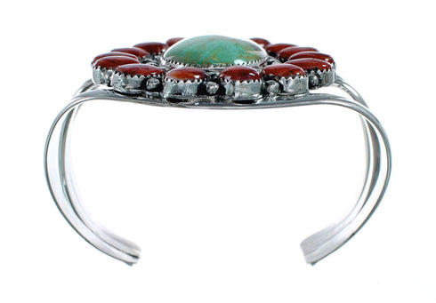 Genuine Navajo Turquoise and Oyster Shell Sterling Silver Cuff Bracelet NX11955