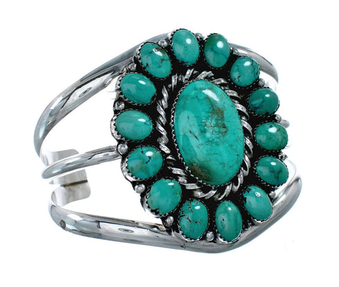 Navajo Native American Turquoise Sterling Silver Cuff Bracelet NX11958