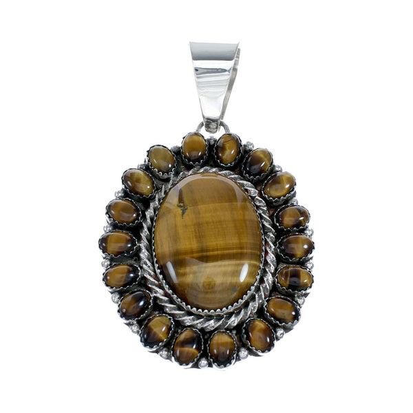 Tiger Eye And Sterling Silver Navajo Pendant NX11961