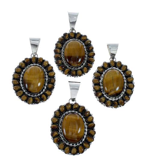 Tiger Eye And Sterling Silver Navajo Pendant NX11961