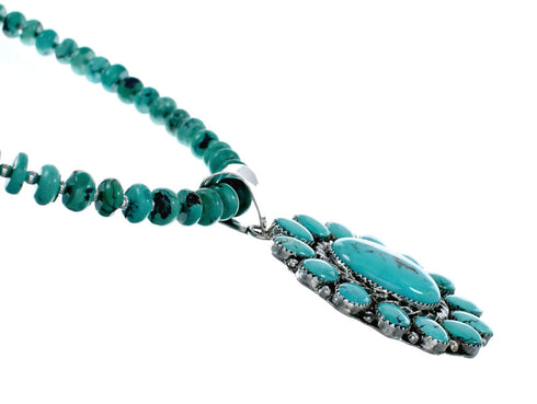 Native American Turquoise Sterling Silver Navajo Necklace NX11962
