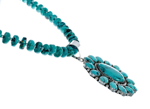 Native American Turquoise Sterling Silver Navajo Necklace NX11963